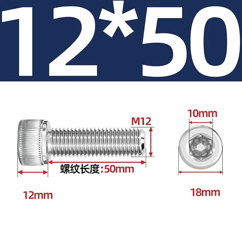 Socket Head Cap Screws – A2 Stainless Steel, M6 to M24, Hex Drive (DIN 912)