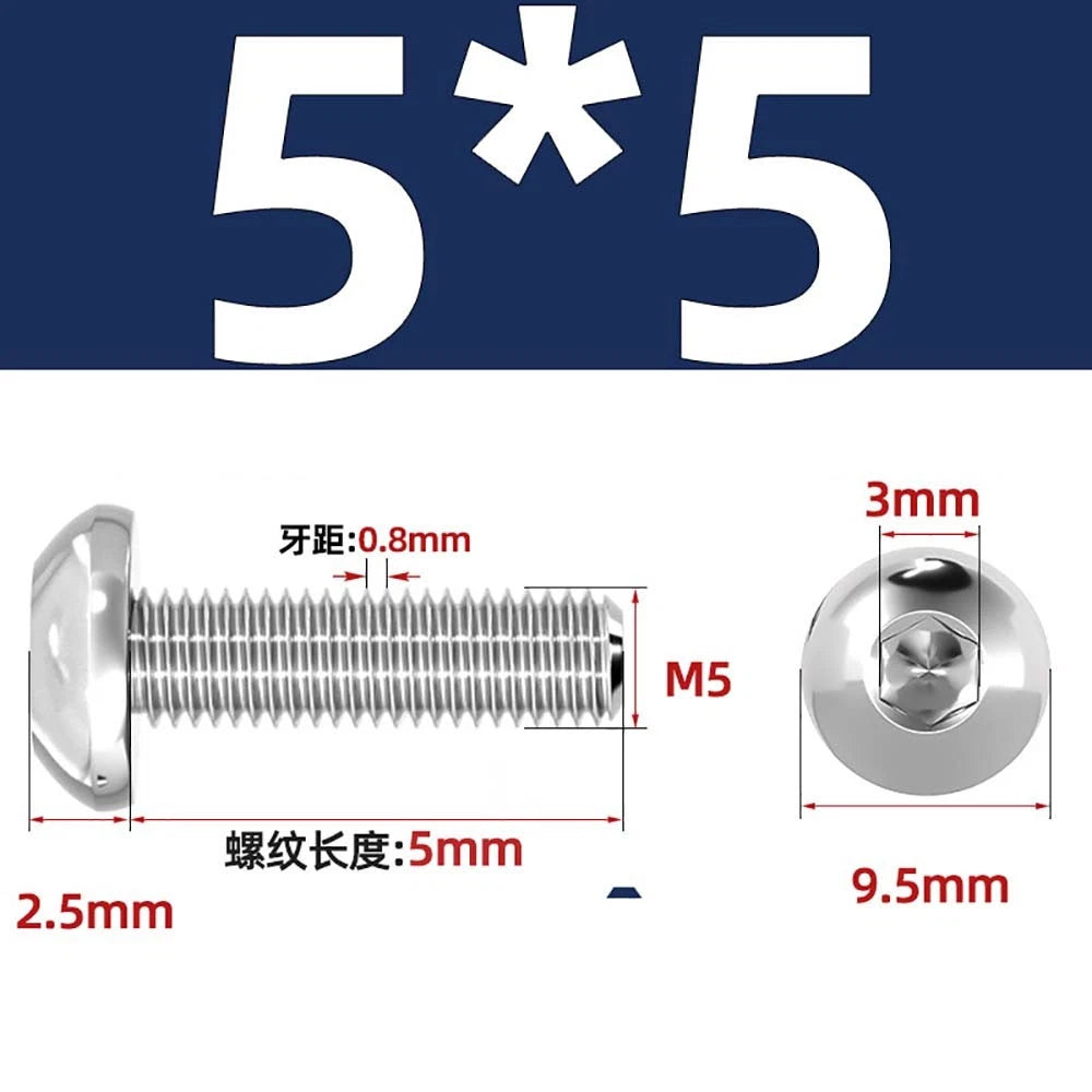 M1.6–M5 A2 Stainless Steel Button Head Socket Cap Screws – Round Pan Head, Hex Drive, Fully Threaded