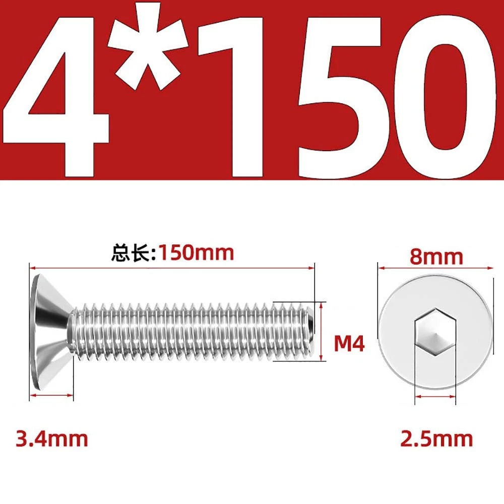 Countersunk Hex Socket Screws – A2 Stainless Steel, M2 to M16, DIN 7991, Fully Threaded