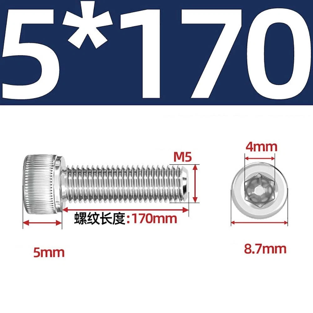 M3 M4 M5 Socket Head Cap Screws – A2 Stainless Steel, High Strength & Corrosion Resistant