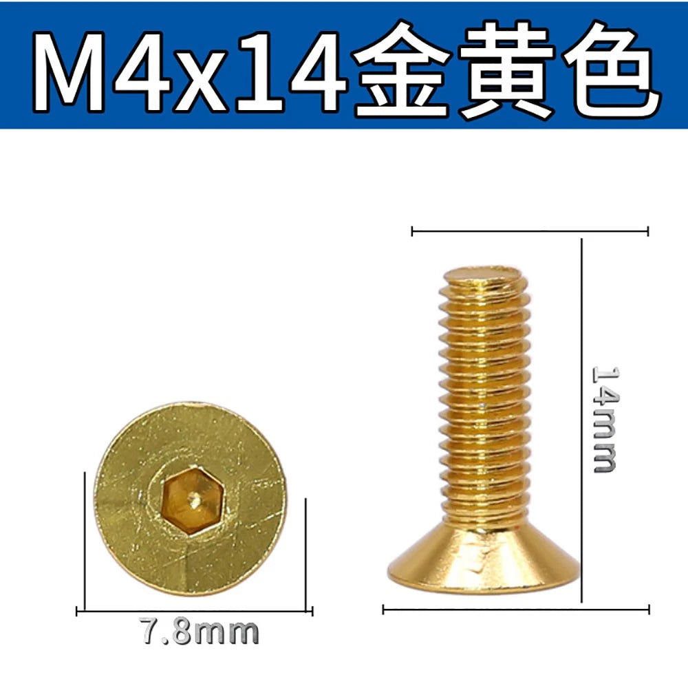 M3.5 / M4 Countersunk Hex Socket Screws — Anodized Aluminum Alloy, 10 Colors