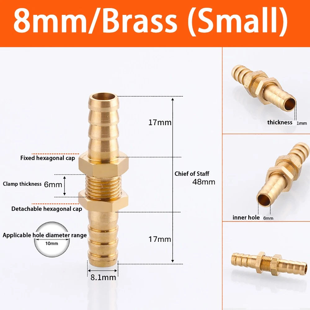 Copper Straight Hose Connector Double-Sided Female Thread