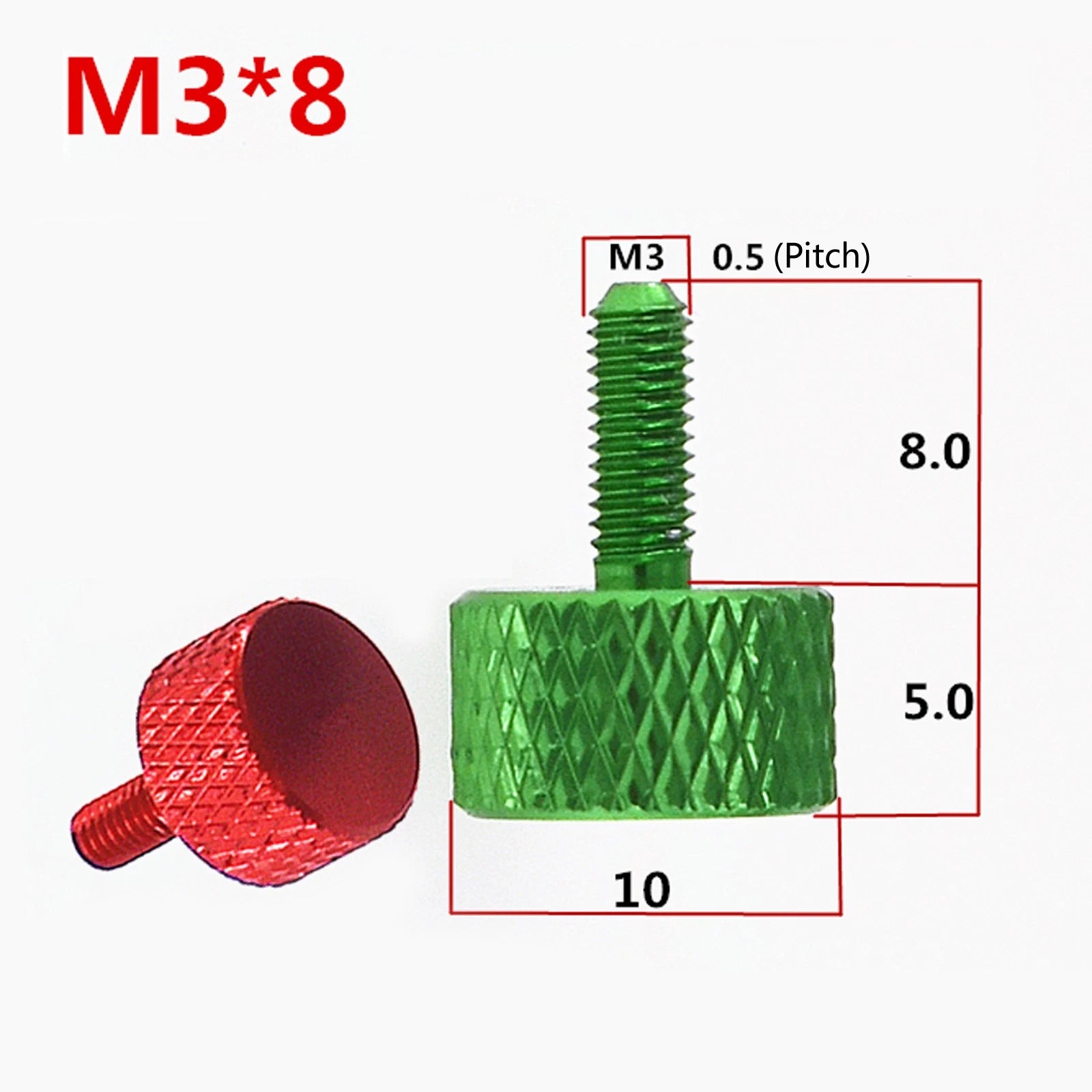 M3 Knurled Thumb Screws – Aluminum Alloy, Anodized Colors, M3×5mm to M3×50mm