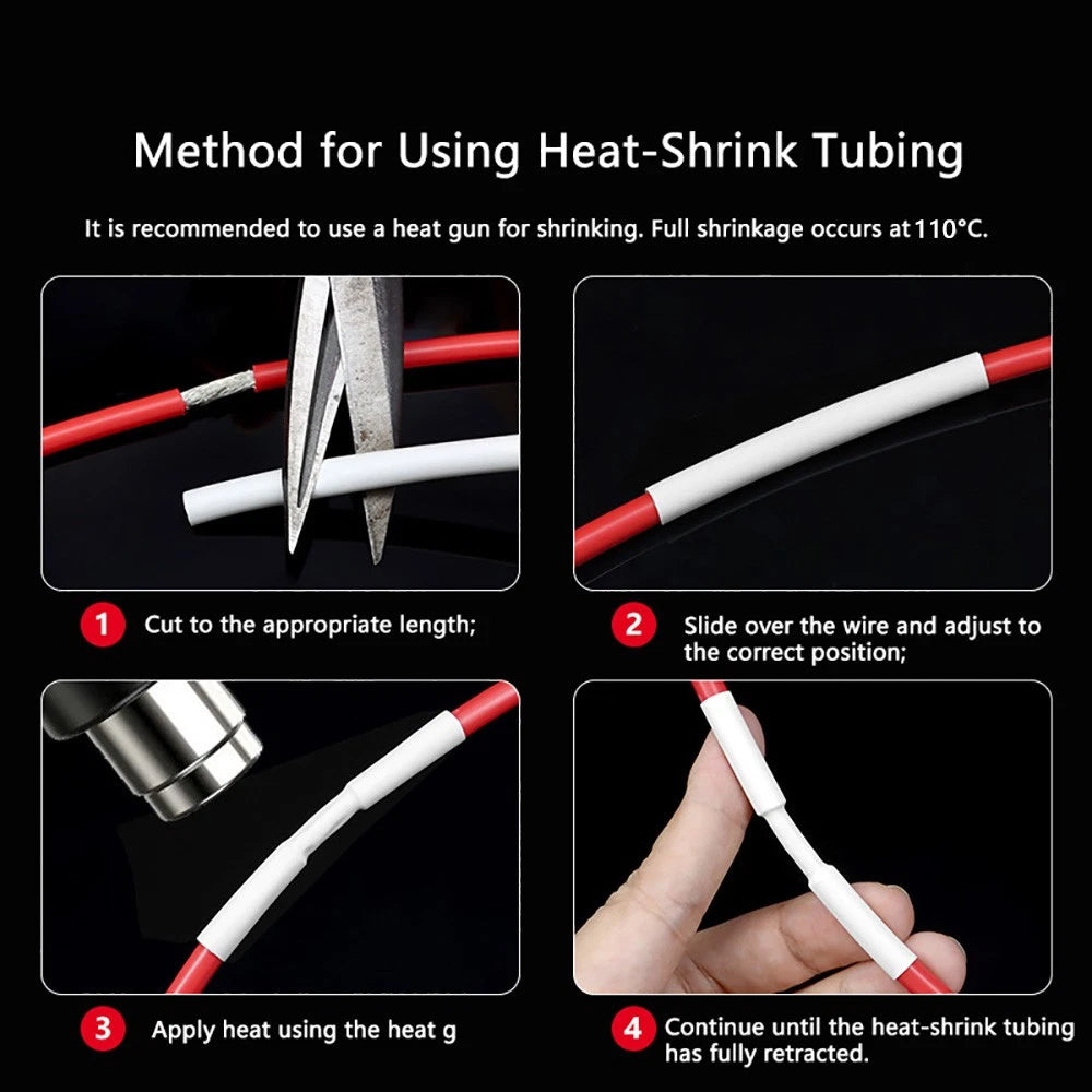 Heat Shrink Tubing 2:1 Ratio — φ2mm to φ210mm, 7 Colors, 1m Length