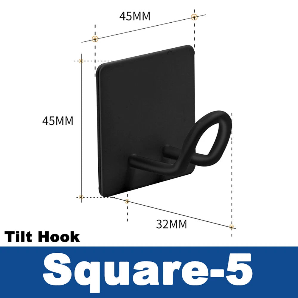 Stainless Steel Black Sticky Hooks Wall Mounted Self Adhesive Hook Round/Square