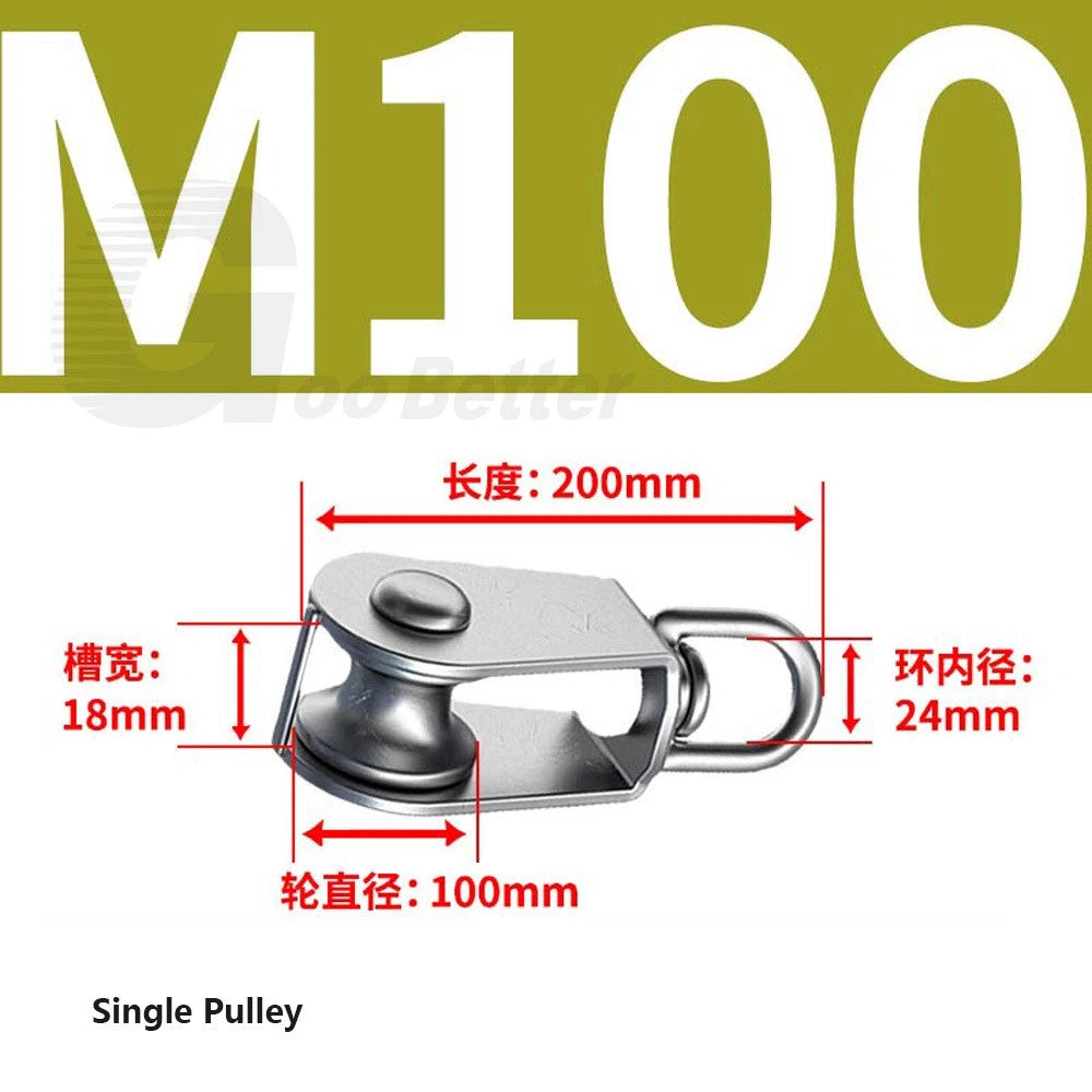 Lifting Rope Pulley Swivel Hanging Wire Towing Wheel Heavy Duty Stainless Steel
