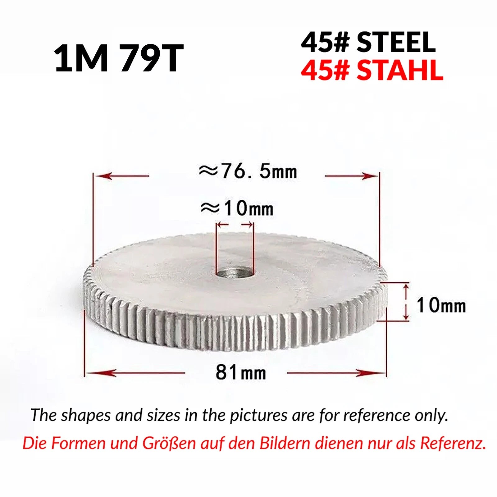 1/1.5/2 Mod 12T-150T Spur Gear 45# Steel Pinion Gear Thickn10-20mm Transmission