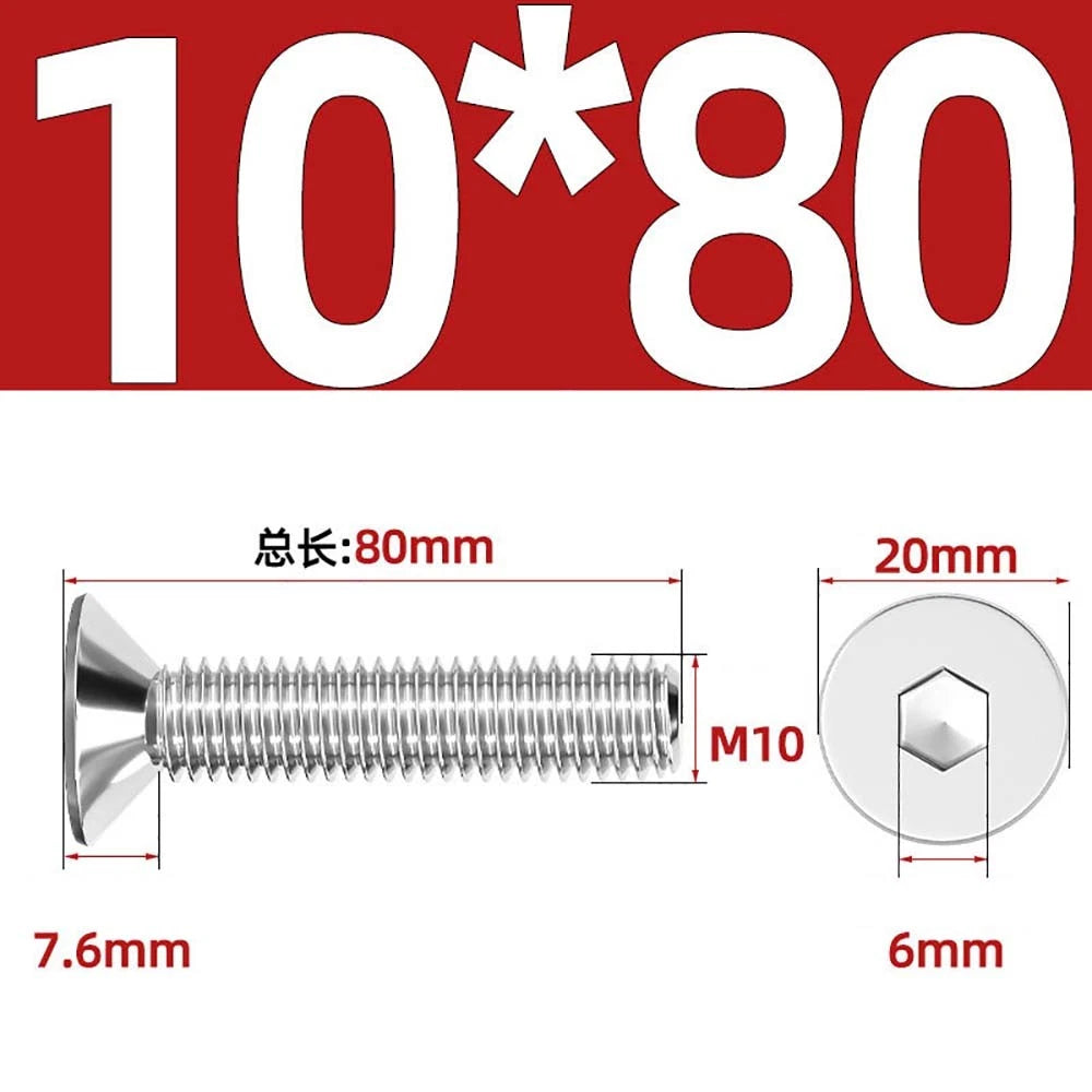 Countersunk Hex Socket Screws – A2 Stainless Steel, M2 to M16, DIN 7991, Fully Threaded
