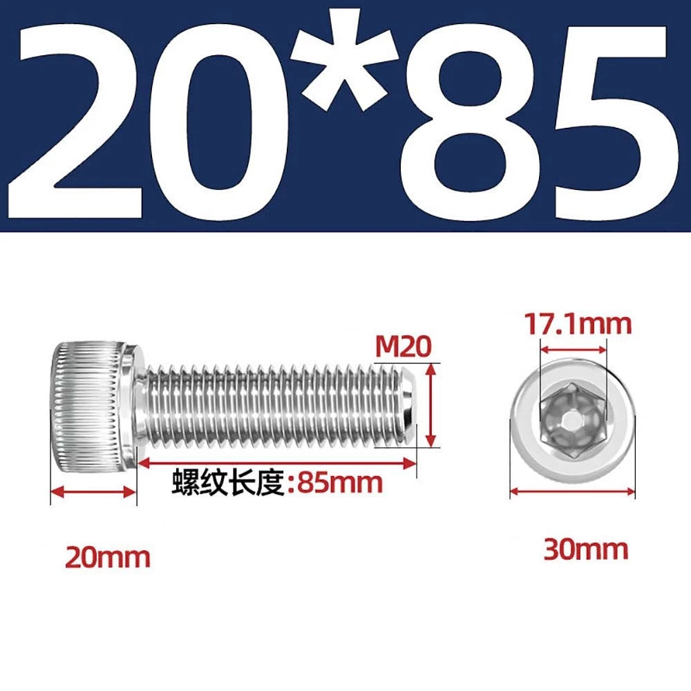Socket Head Cap Screws – A2 Stainless Steel, M6 to M24, Hex Drive (DIN 912)