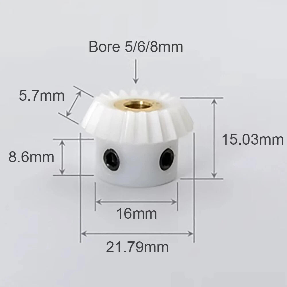 Module 1M Ratio 1:2 White POM Umbrella Bevel Gear 20/40 Teeth Bore 5/6/8/10/12mm