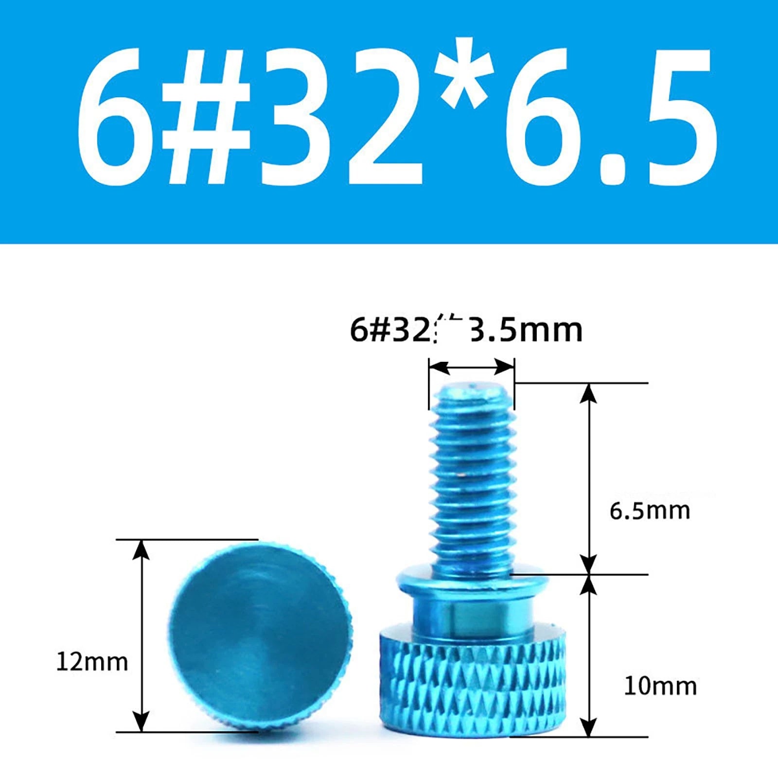 #6-32 Aluminum Anodized Thumb Screws – Knurled Hand Bolt for PC Case Modding & DIY