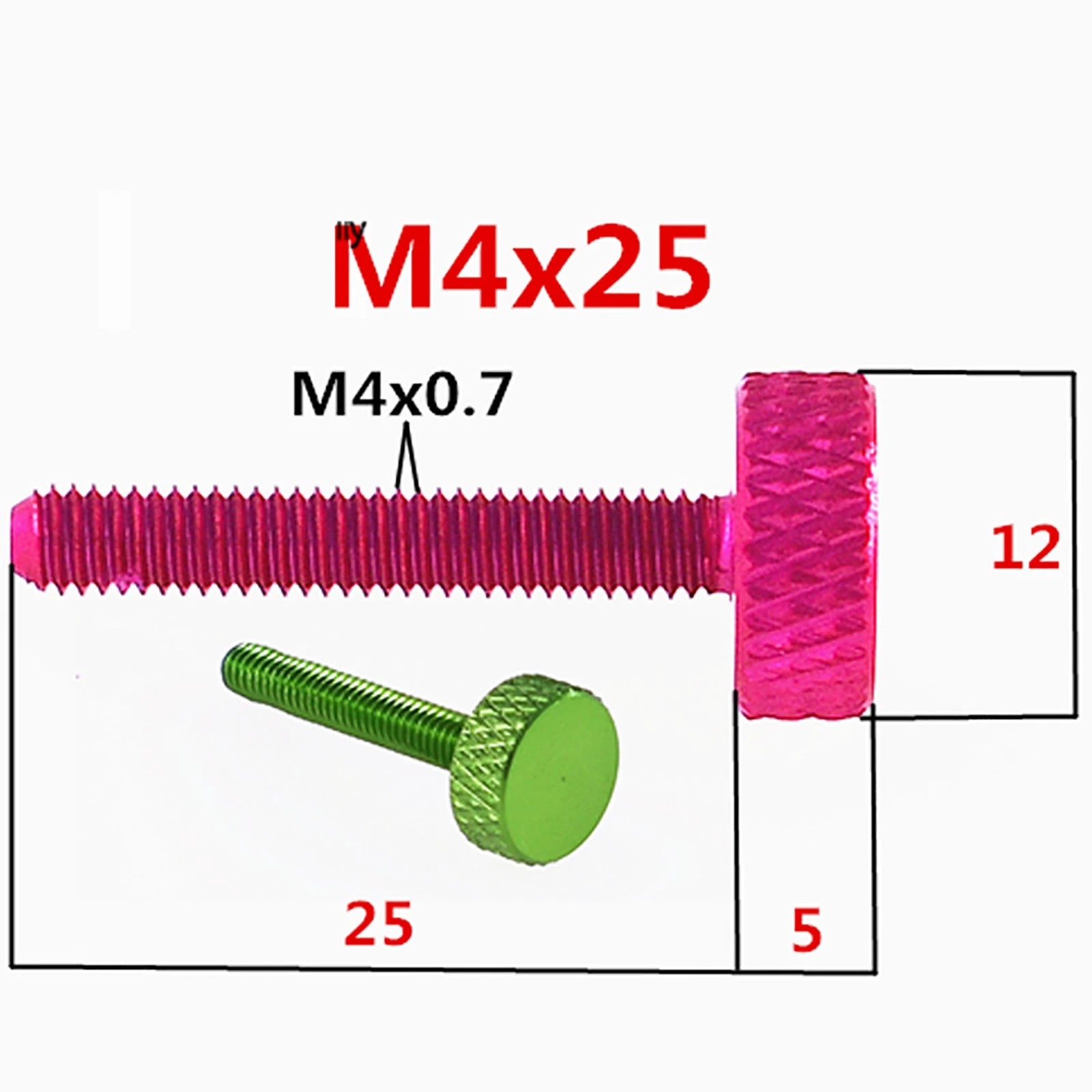 Colorful Thumb Knurled Screws M3.5 - M6 Hand Tighten Grip Knob Bolts 4.5 - 30mm