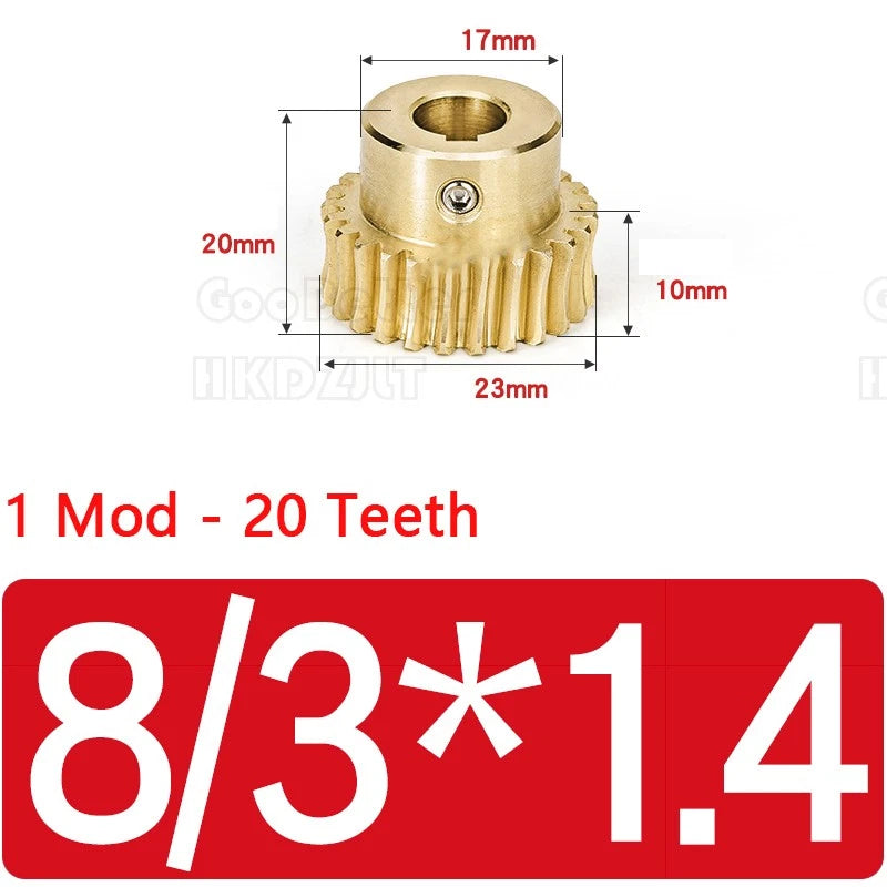 1 Modulus 20 Teeth Brass Worm Wheel Gear 1:20 Transmission Gear,Worm Rod Shaft