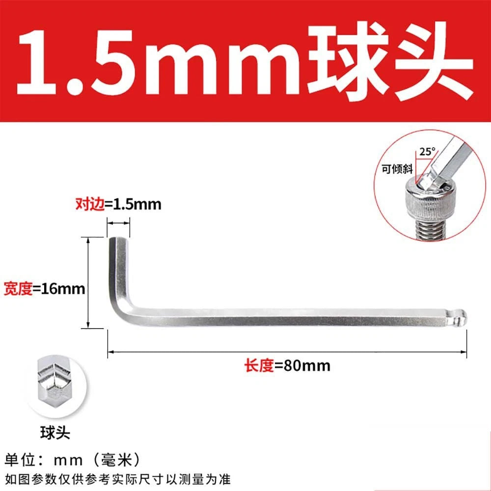 Hex Keys 1.5-2.2mm Allen Keys Ball/Flat End Hex Key Hex Wrenches Alloy Steel