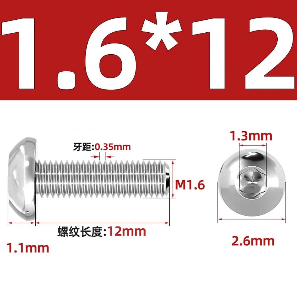 M1.6–M5 A2 Stainless Steel Button Head Socket Cap Screws – Round Pan Head, Hex Drive, Fully Threaded