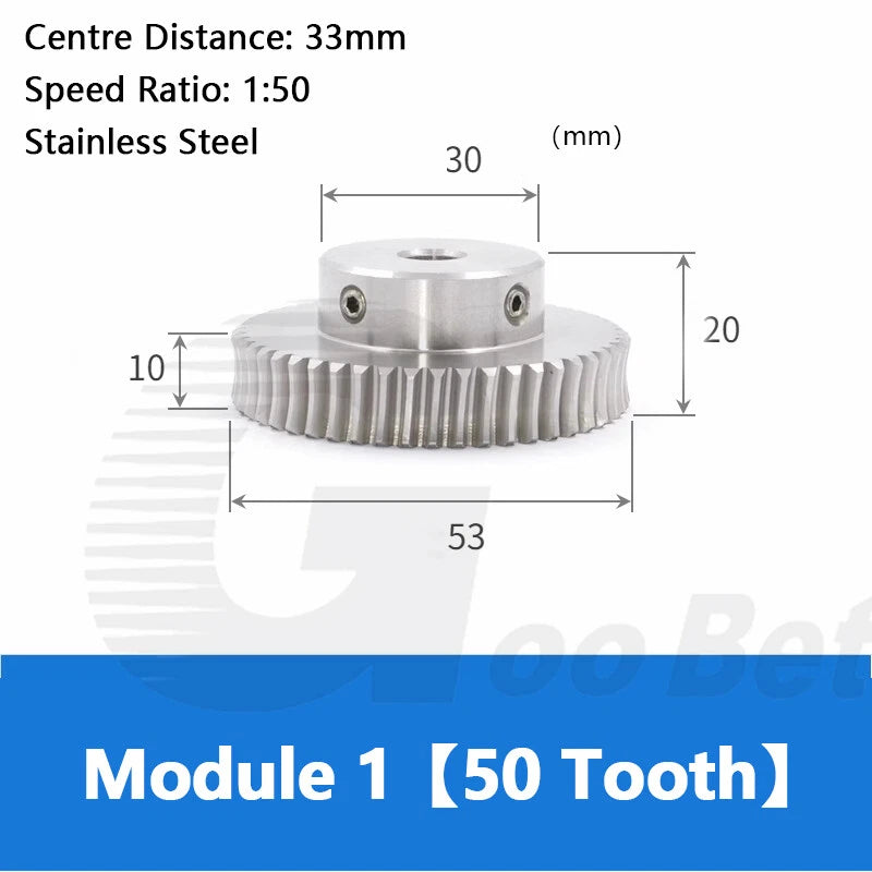 Module 1 Worm Shaft Worm Gear Wheel Stainless Steel 15 to 60 Tooth Precision 304