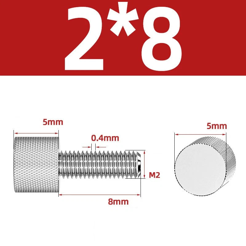 Knurled Thumb Screws A2 Stainless Steel — Flat Head Thumbscrew Bolts M2 M2.5 M3 M4 M5 M6 M8