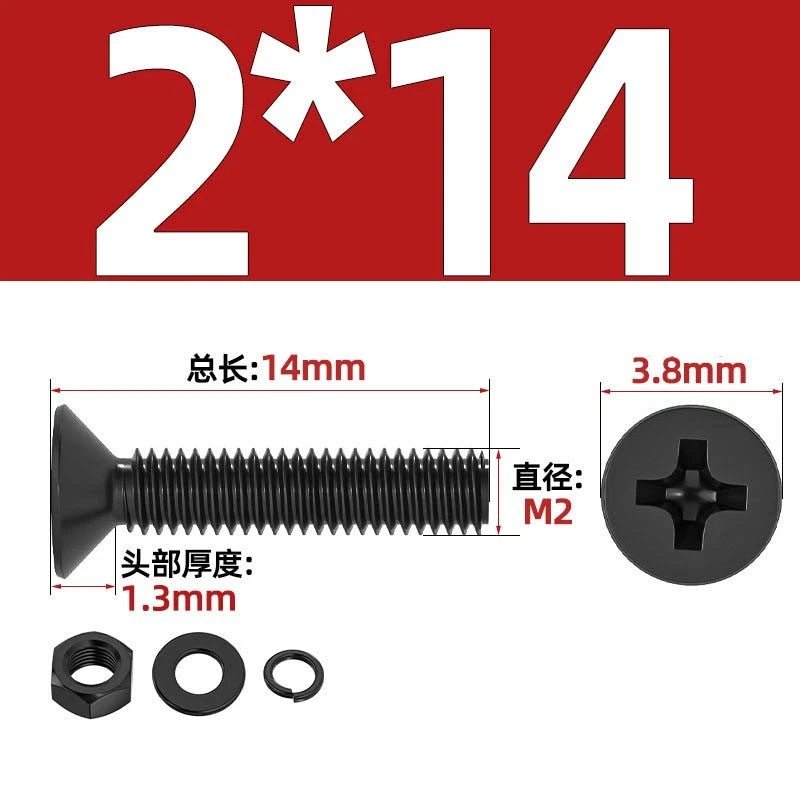M2–M6 Phillips Countersunk Head Machine Screws with Nut and Washer | Carbon Steel Bolt Set - HomeDIYer