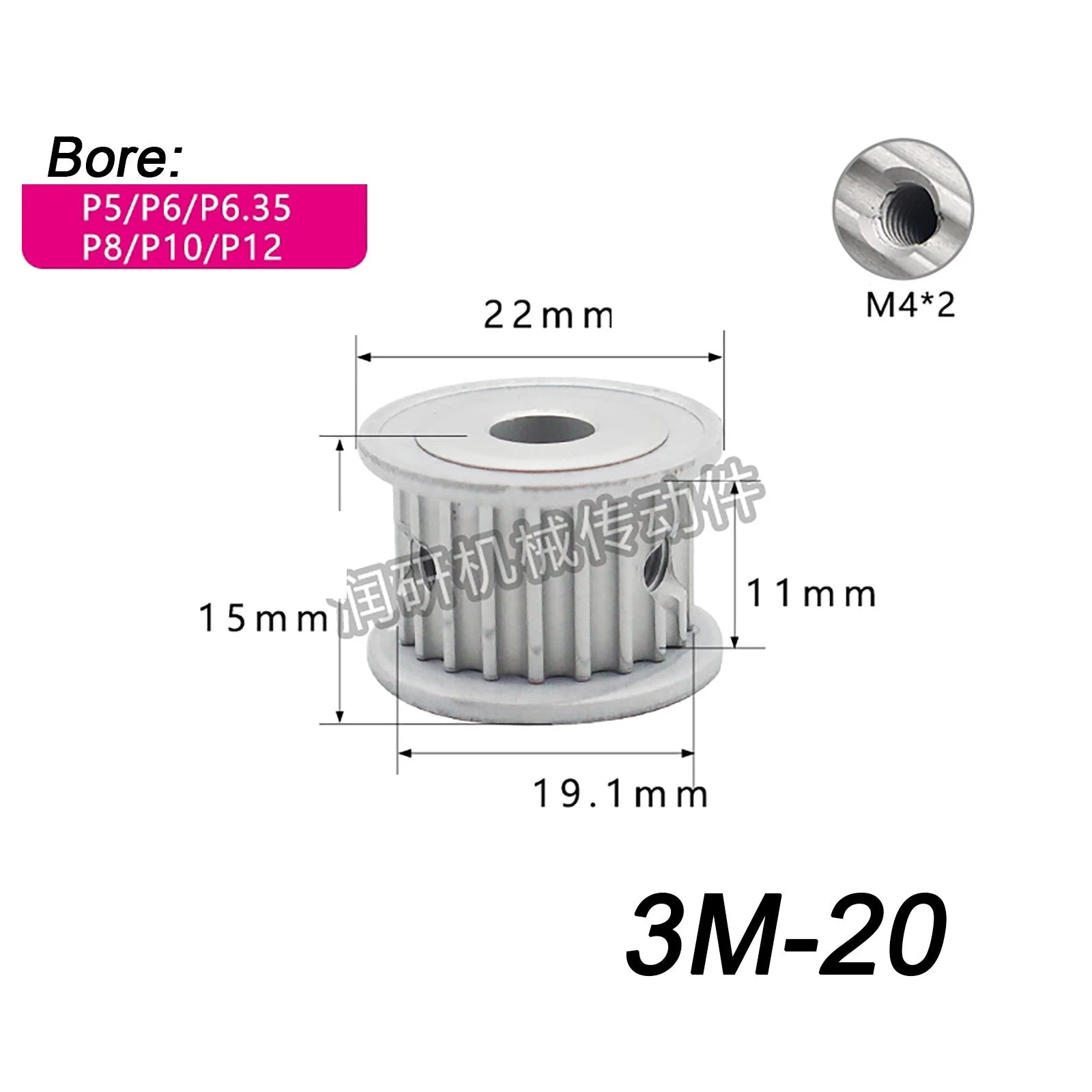 3M HTD Timing Pulley 3mm pitch 11mm Belt Width Smooth Idler Drive Spring Clamp