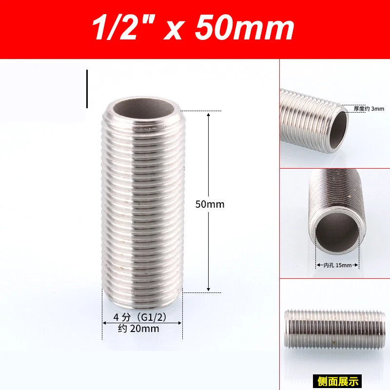 A2 Stainless Steel Male Threaded Rod Connector Stud — Pipe Fitting Bar