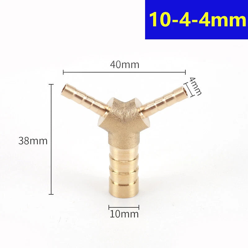 Brass Hose Tail Y-Piece Reducer Connector — Air Water Gas Fuel Pipe Fitting
