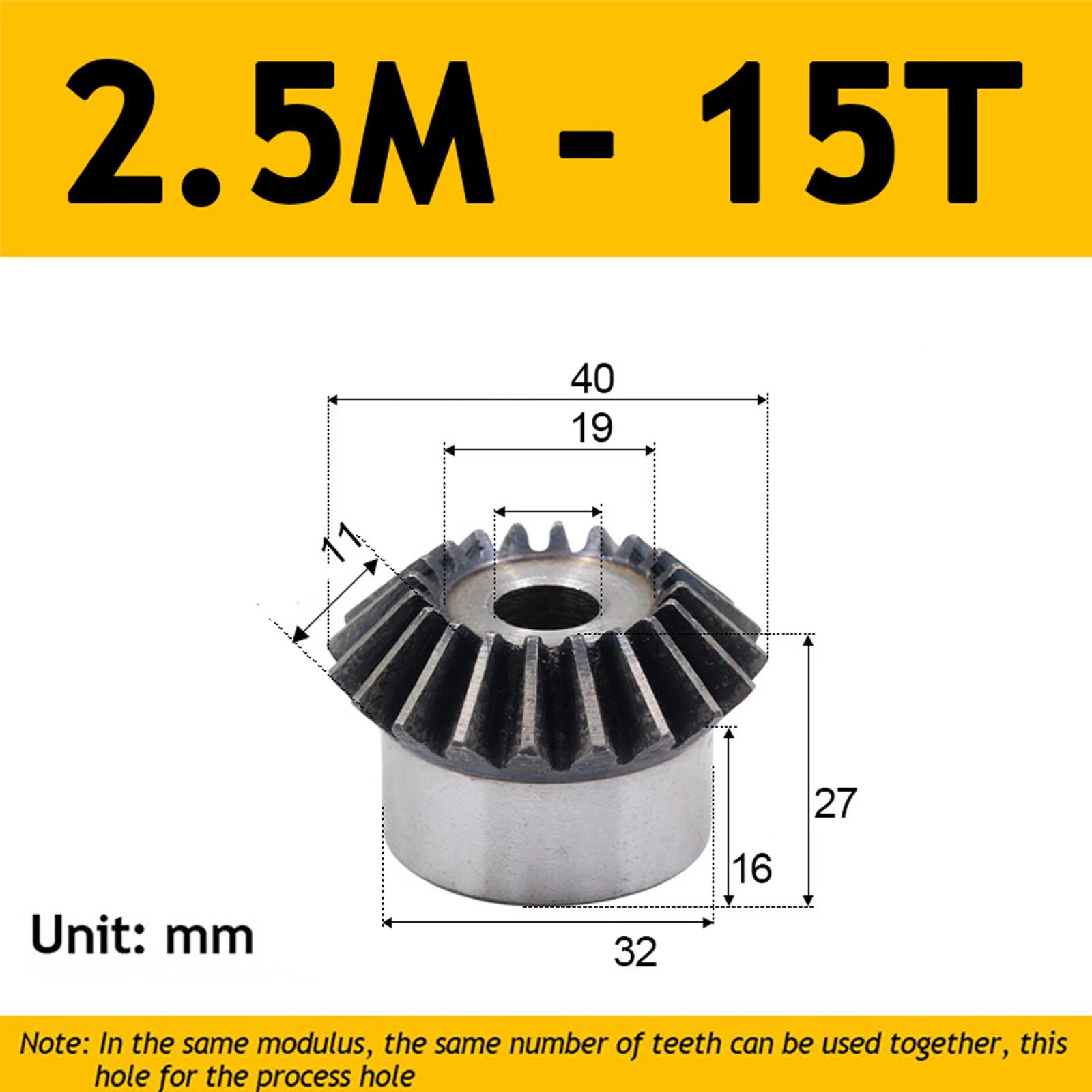 2.5 Module Steel Umbrella Tooth Bevel Gear Helical Motor Gear 15-30 Tooth