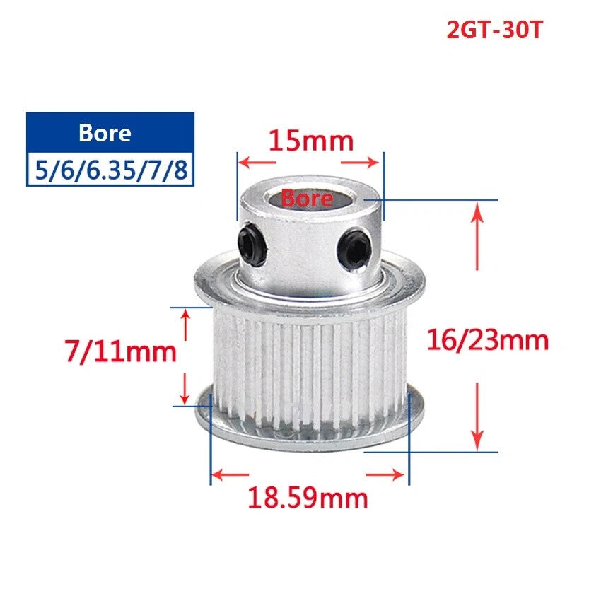 2GT 16-110Teeth Timing Belt Pulley Pitch 2mm Width 7mm For 3D Printer CNC Drive