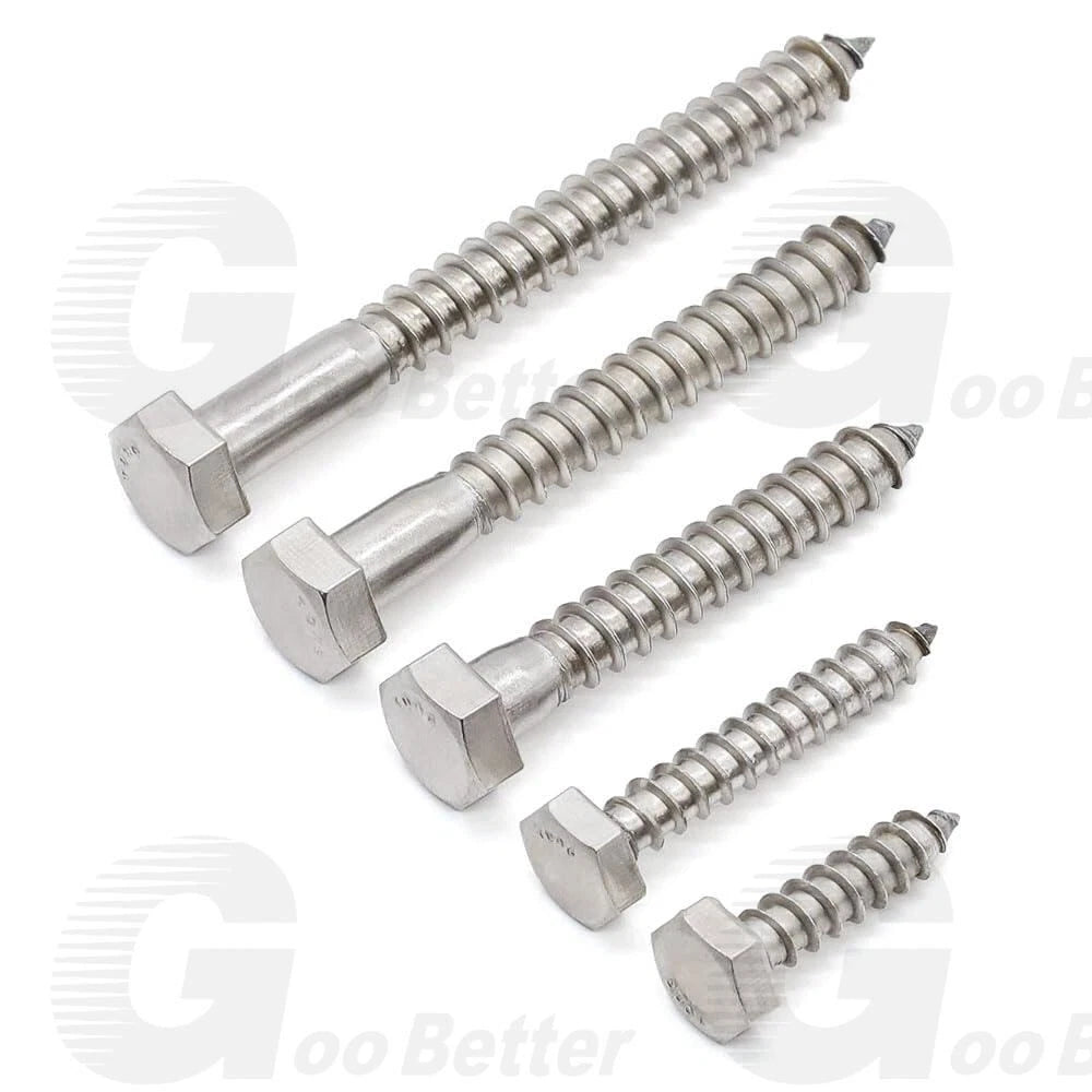 50Pcs Hex Head 3/8 x 1-1/2" Lag Bolts Plate Wood Screws Stainless Steel Screws