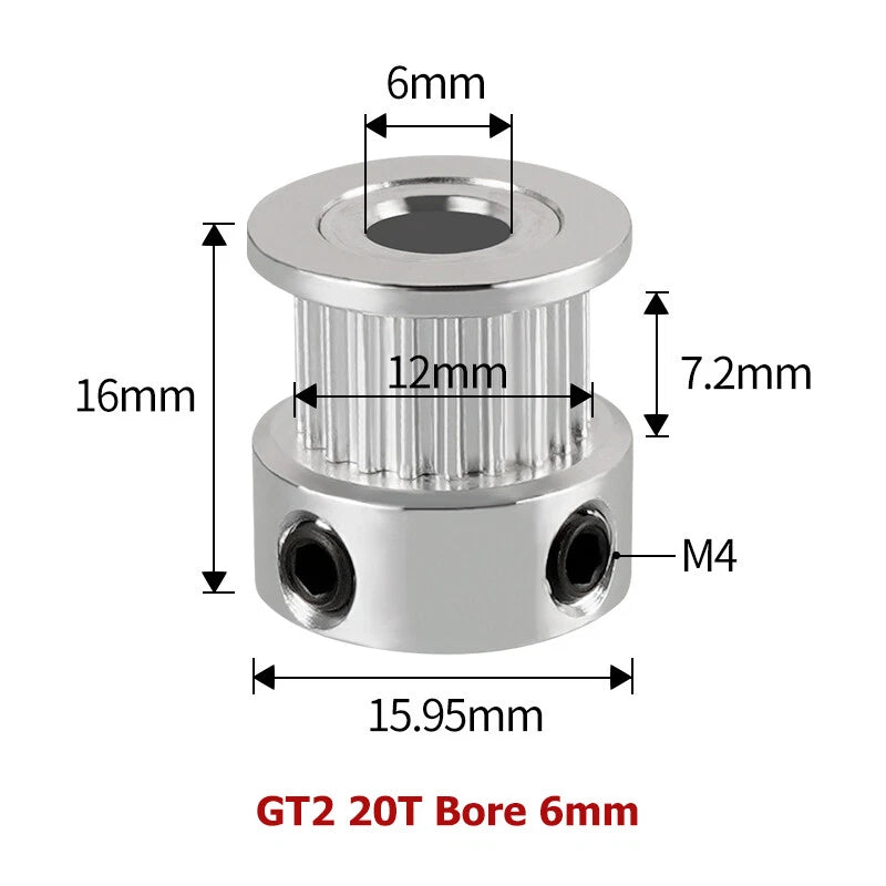 2GT 16T-40T Timing Belt Pulley Synchronous Aluminium 3D Printer Extruder Gear