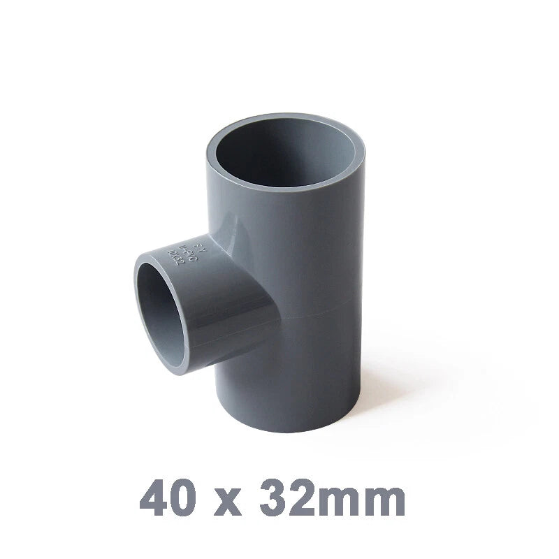 PVC Reducing Tee Pipe & Fittings Solvent Weld Pressure Adapter Connector Grey