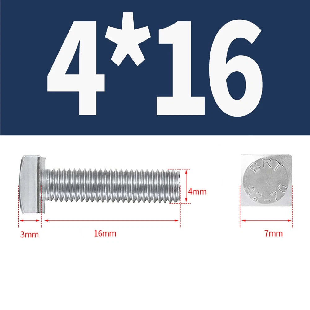 M4 M5 Small Head Square Bolt — 304 Stainless Steel, Multiple Lengths