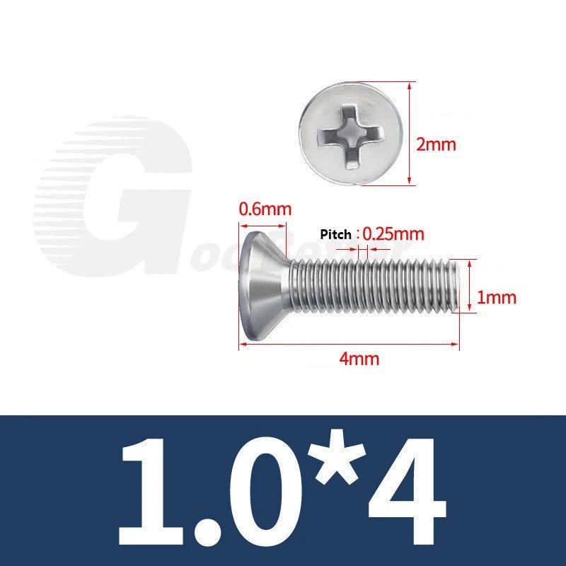 M1–M3.5 Phillips Countersunk Machine Screws – 304 Stainless Steel, Fully Threaded (3–120mm Overall Length) - HomeDIYer