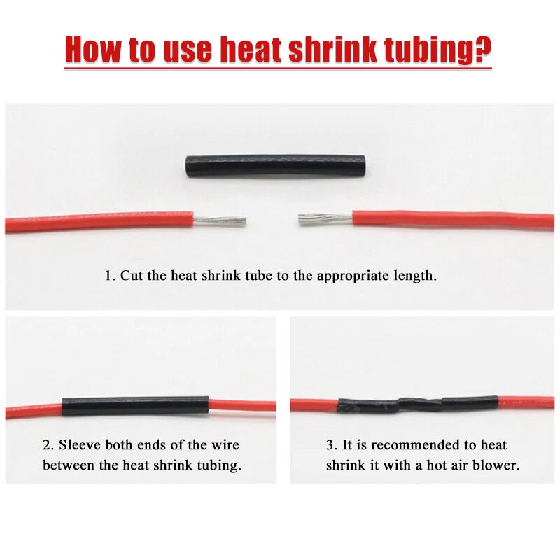 PVDF Heat Shrink Tubing 2:1 Ratio — φ0.8mm to φ25.4mm, 175°C Rated, Black & Transparent