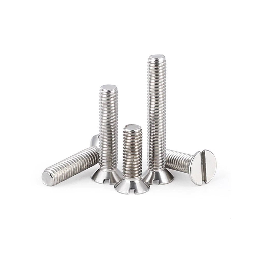 A2 Stainless Steel Slotted Countersunk Machine Screws — M1.6 to M10, Flat Head CSK Bolts - HomeDIYer