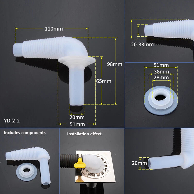 Washing Machine Drain Hose Connector — Y Splitter & Elbow Pipe Fitting Adapter