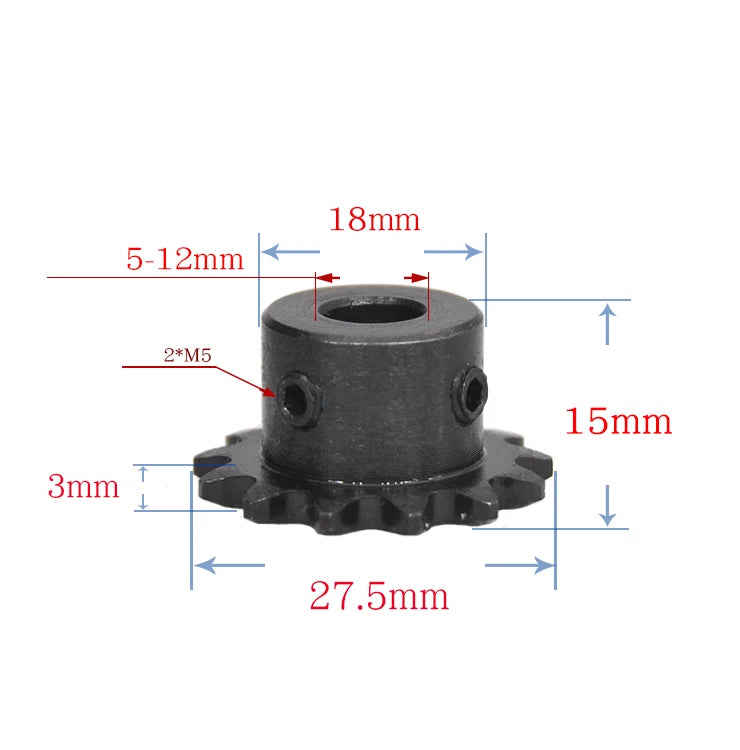 1/4"(6.35mm) Pitch 04C Roller Chain Sprockets 9T-24T Sprocket Wheel Bore 5-20mm