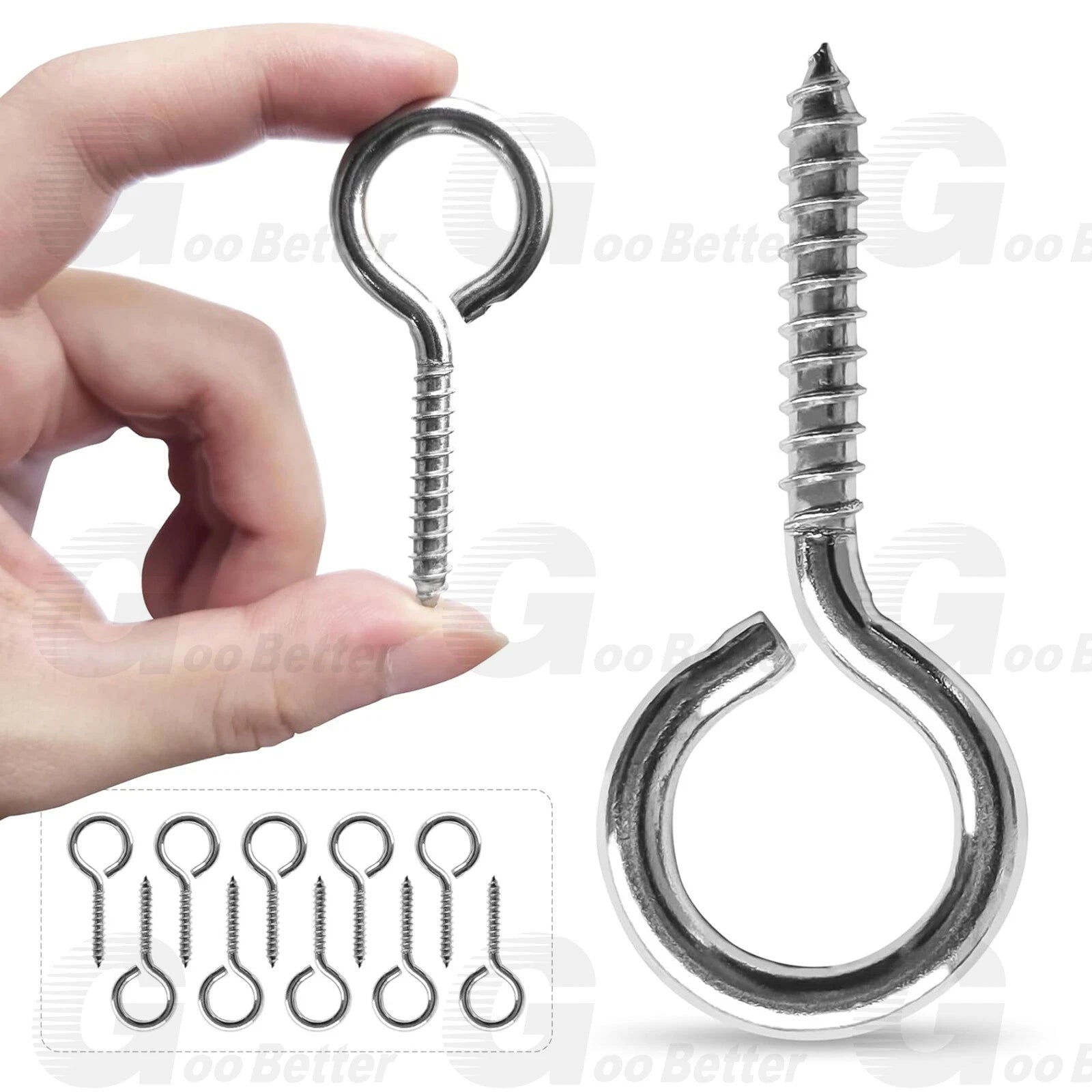 120Pcs Screw Eyes Nickel Plated Metal Eye Shape Screw Self Tapping Screws #2~#14