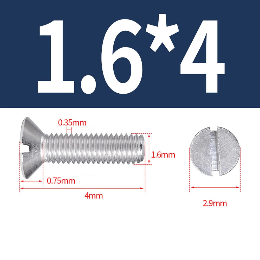 M1.6–M8 A2 Stainless Steel Flat Head Slotted Machine Screws | Countersunk Bolts