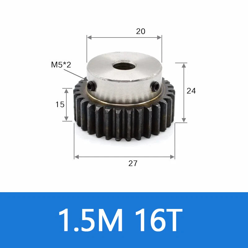 Spur Gear 45# Steel Transmission Gear 1.5/2 Mod 12-27 Teeth With Step Motor Gear