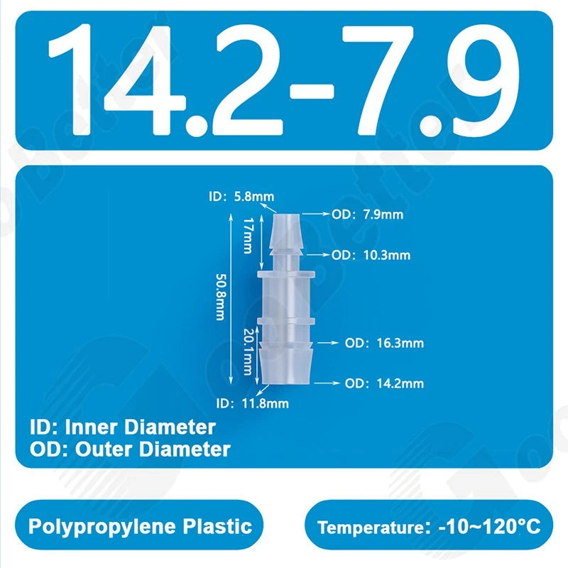 Plastic Straight Barbed Connector Reducer Joiner Tubing Pipe Hose Fitting Water