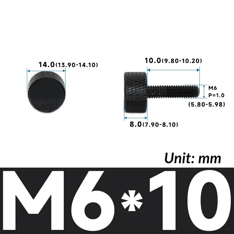 M6 Knurled Thumb Screws Aluminum Alloy DIY Hand Tighten Grip Knob Adjustmen Bolt