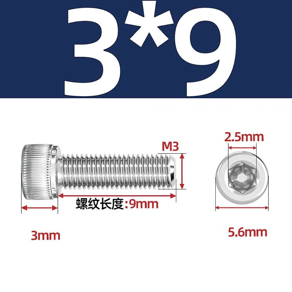 M3 M4 M5 Socket Head Cap Screws – A2 Stainless Steel, High Strength & Corrosion Resistant