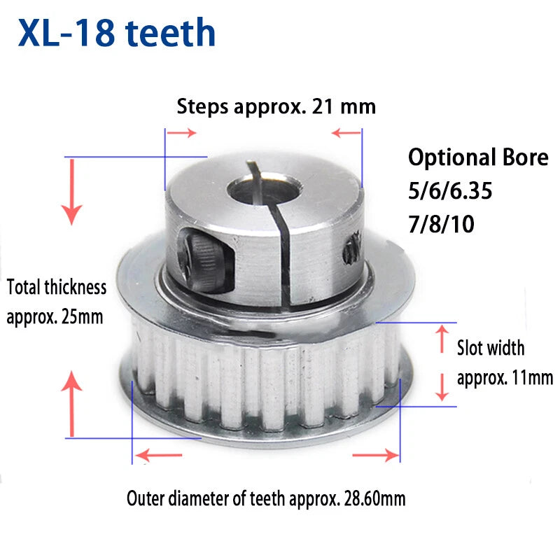 Timing Belt Pulley Bore 5 - 20mm Clamping Type 15 - 25 Teeth XL Timing Belt BF/K