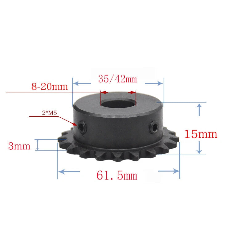 04C Roller Chain Sprocket Pitch 1/4"(6.35mm) Sprocket Wheel 25T-40T Bore 6-30mm