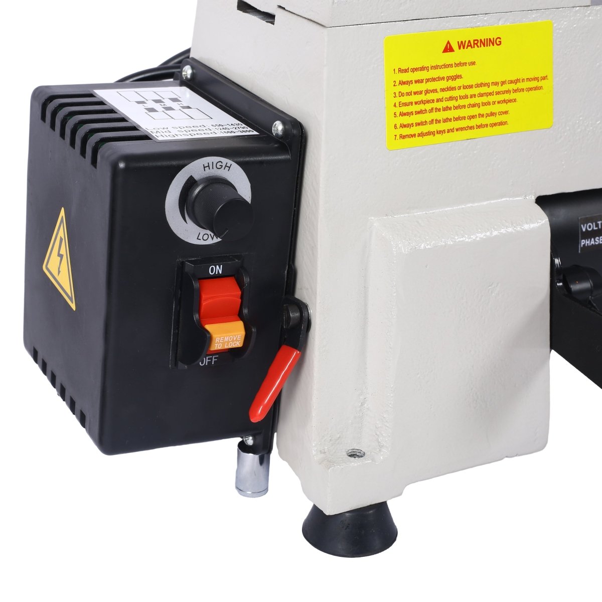12" x 18" Wood Lathe, Benchtop Wood Lathe Machine 3/4 HP Infinitely Variable Speed 650 - 3800 RPM for Woodworking, Woodturning - HomeDIYer