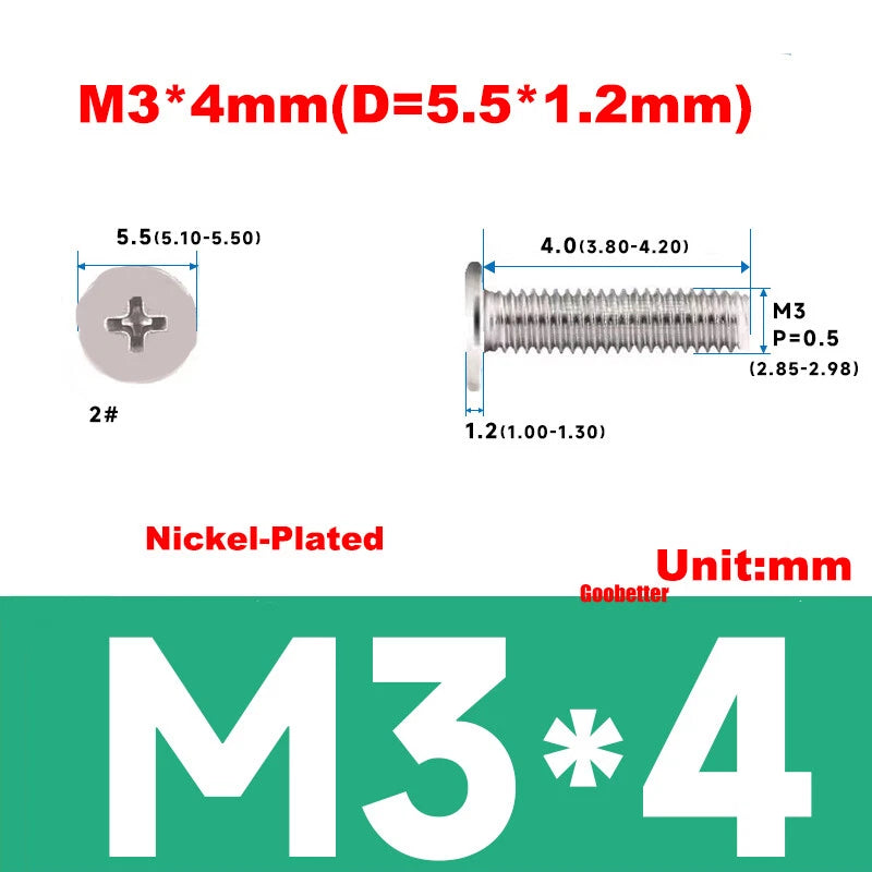 M3 Ultra Thin Wafer Flat Head Phillips Screws – Super Low Profile for Laptops & Electronics (3–6.5mm Thread Lengths)
