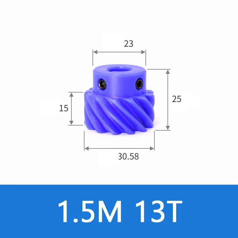 Helical Gears 45° Left Spiral Blue Nylon With Step Transmission Gear 10~26 Teeth