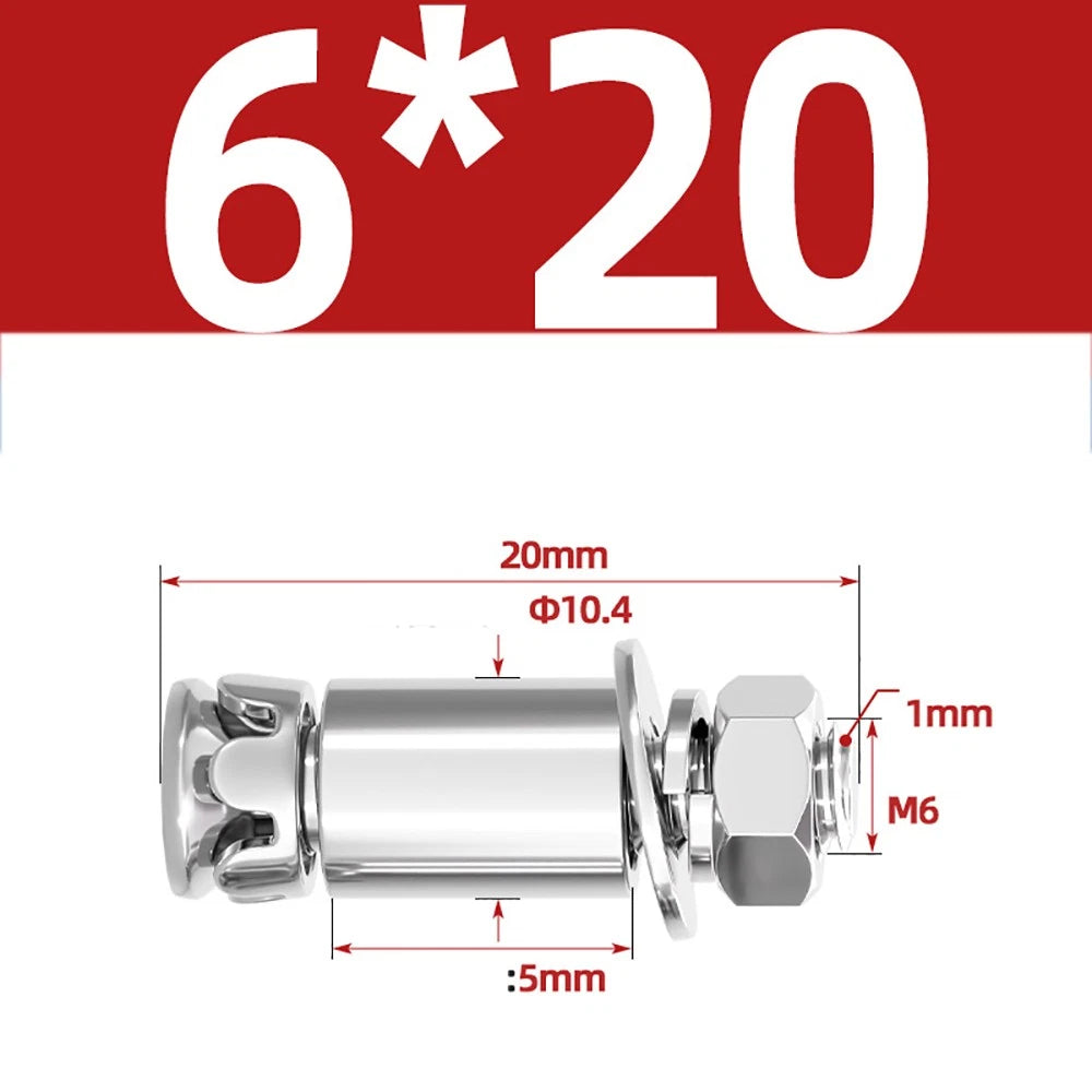 M6 M8 Stainless Steel Expansion Bolts for Marble & Concrete — 304 / 201 SS, 20–40mm