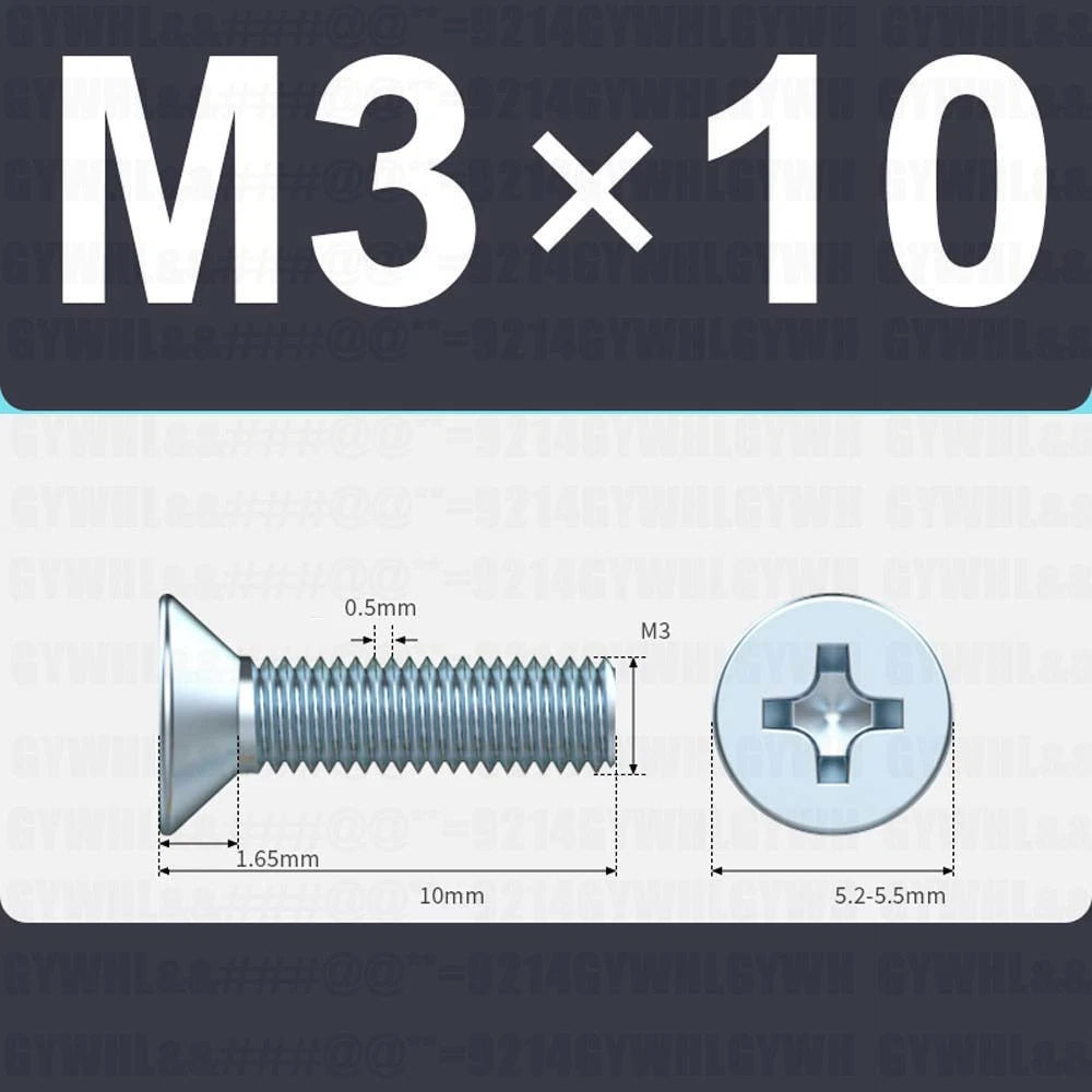 M3–M12 Zinc Plated Phillips Countersunk Machine Screws DIN 965 | Flat Head Bolts