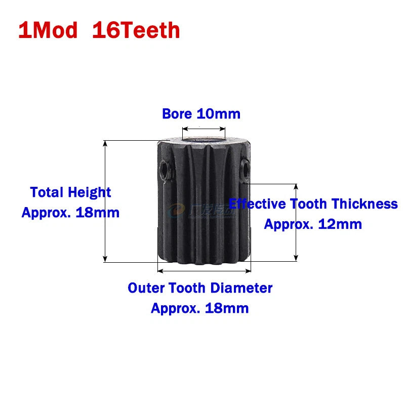 1 Module Spur Gears 10-25 Teeth 45# Steel Pinion Gear Motor Transmission Gears